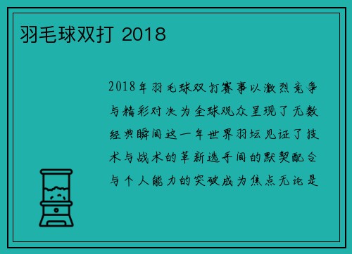 羽毛球双打 2018